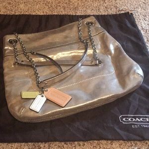 Silver leather Coach bag